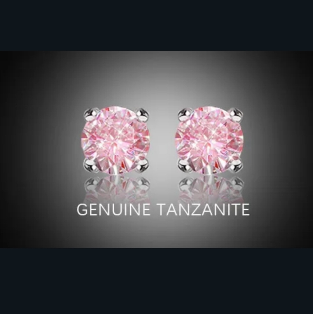 💗💗NEW💗💗STUNNING!! PINK Genuine Tanzanite Stud Earrings 💗💗